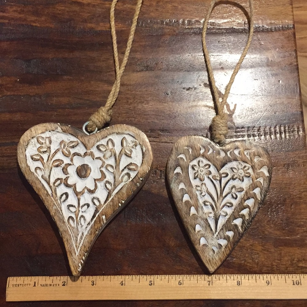 Wood heart etched home decor